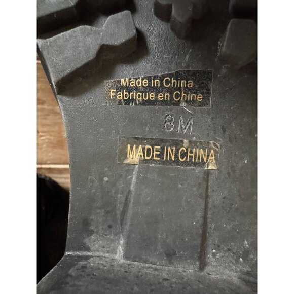 Free People X Jeffrey Campbell Ricki Hiker Boot Black Mesh Block Heel Size 8 - Picture 15 of 16